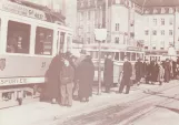 Postkarte: Aarhus Straßenbahnlinie 2 mit Triebwagen 27 am Banegårdspladsen (1939)