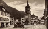 Postkarte: Altdorf Regionallinie Altdorf-Flüelen mit Triebwagen 4nah Telldenkmal (1906)