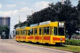 Postkarte: Basel Straßenbahnlinie 11 mit Gelenkwagen 212 auf Münchensteinerstrasse (1979)