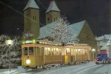 Postkarte: Bergen Straßenbahnlinie 1 mit Triebwagen 111 auf Øvregaten (1939)