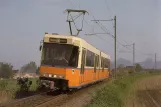 Postkarte: Brüssel Regionallinie 93 mit Gelenkwagen 6149nah Trivières (1985)