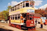 Postkarte: Crich Museumslinie mit Doppelstocktriebwagen 399 am Stephenson Place (1978)