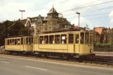 Postkarte: Düsseldorf Stadtrundfahrten mit Triebwagen 583nah Oberkasseler Brücke (1988)