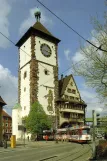 Postkarte: Freiburg im Breisgau Straßenbahnlinie 1 mit Gelenkwagen 203 vor Schwabentor (1967)