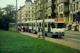 Postkarte: Göteborg Straßenbahnlinie 6 mit Gelenkwagen 202 am Vasaplatsen (1987)