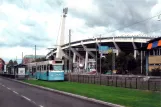 Postkarte: Göteborg Straßenbahnlinie 8 mit Gelenkwagen 380 am Ullevi Södra (2003)