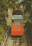 Postkarte: Graz Schloßbergbahn mit Kabelstraßenbahn 2 am Schloßbergrestaurant (1970)