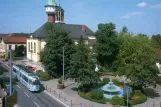 Postkarte: Heidelberg Straßenbahnlinie 22 mit Gelenkwagen 237nah Rathaus (1980)