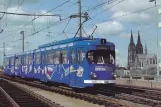 Postkarte: Köln Straßenbahnlinie 1 mit Gelenkwagen 3821 auf Deutzer Brücke (1992)