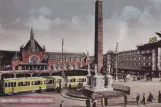 Postkarte: Kopenhagen Straßenbahnlinie 1 am Frihedsstøtten (1938)