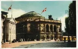 Postkarte: Kopenhagen Straßenbahnlinie 1 vor Königliches Theater (1946-1955)