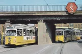 Postkarte: Kopenhagen Straßenbahnlinie 16 mit Gelenkwagen 879 am Nørrebro Station (1969)