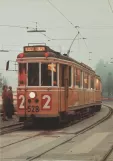 Postkarte: Kopenhagen Straßenbahnlinie 2 mit Triebwagen 528 in der Kreuzung Gyldenløvesgade/Farimagsgade (1969)