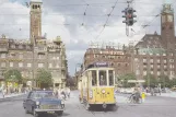 Postkarte: Kopenhagen Straßenbahnlinie 6 mit Triebwagen 266 auf Rådhuspladsen (1959-1961)