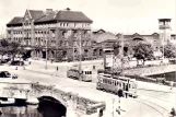 Postkarte: Malmö Straßenbahnlinie 1 mit Triebwagen 1 auf Mälarbron (1954-1956)