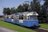 Postkarte: München Straßenbahnlinie 13 mit Gelenkwagen 2037 am Hasenberg (1983)