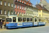 Postkarte: München Straßenbahnlinie 25 mit Gelenkwagen 101 am Mariahilfplatz (1971)