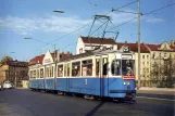 Postkarte: München Straßenbahnlinie 25 mit Gelenkwagen 102 auf Reichenbachbrücke (1968)