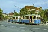 Postkarte: München Veranstaltungslinie W mit Triebwagen 717 am Brausebad (1967)