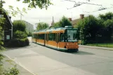 Postkarte: Norrköping Straßenbahnlinie 3 mit Niederflurgelenkwagen 21 "Bremen" auf Värmlandsgatan (2003)