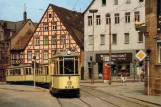 Postkarte: Nürnberg Straßenbahnlinie 1 mit Triebwagen 910 auf Grüner Markt (1981)