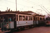 Postkarte: Oslo Straßenbahnlinie 5 mit Beiwagen 488 in der Kreuzung Kierschows gate/Tåsenveien (1965-1967)