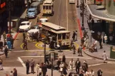 Postkarte: San Francisco Kabelstraßenbahn Powell-Mason mit Kabelstraßenbahn 519 am Market & Powell (1973)