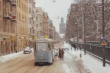 Postkarte: Stockholm Straßenbahnlinie 1 mit Triebwagen 477 am Pilgatan (1963)