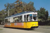 Postkarte: Ulm Straßenbahnlinie 1 mit Gelenkwagen 13 am Donauhalle (Donaustadion) (1988)