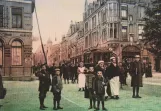 Postkarte: Utrecht Straßenbahnlinie 2 mit Triebwagen 28 auf Lucasbolwerk (1908)