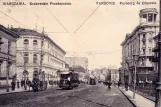 Postkarte: Warschau Straßenbahnlinie 9 mit Triebwagen 107 auf Krakowskie Przedmieście (1908)