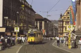 Postkarte: Würzburg Straßenbahnlinie 4 mit Gelenkwagen 271 am Dom (1986)