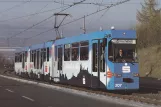 Postkarte: Würzburg Straßenbahnlinie 5 mit Gelenkwagen 207 am Berner Str. (1989)