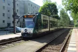 Potsdam Straßenbahnlinie 92 mit Niederflurgelenkwagen 411 "Basel" am Gaußstr. (2013)