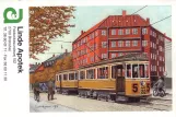 Rezept-Briefumschlag: Kopenhagen Straßenbahnlinie 5 mit Triebwagen 552 am Brønshøj (1995)