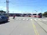 San Francisco Straßenbahnlinie N Judah mit Gelenkwagen 2014 nahe bei Ocean Beach (2023)