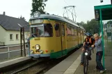 Schöneiche bei Berlin Straßenbahnlinie 88 mit Gelenkwagen 42 am Dorfstraße (2008)