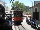 Sóller Straßenbahnlinie mit Triebwagen 1, die Vorderseite Port de Sóller (2013)