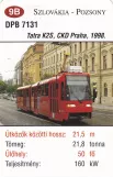 Spielkarte: Bratislava Straßenbahnlinie 13 mit Gelenkwagen 7131nah Centrum (2014)