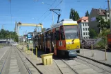 Stettin Straßenbahnlinie 5 mit Gelenkwagen 152 am Stocznia Szczecińska (2015)