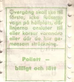 Überweisung-Fahrkarte für Malmö Lokaltrafik (ML), die Rückseite (1970)