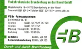 Visitenkarte: Verkerhrsbetriebe Brandenburg an der Havel GmbH
 (2024)