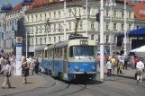 Zagreb Straßenbahnlinie 14 mit Triebwagen 454 auf Trg bana Josipa Jelačića (2008)