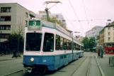 Zürich Straßenbahnlinie 3 mit Gelenkwagen 2090 am Kalkbreite/Bhf. Wiedikon (2005)