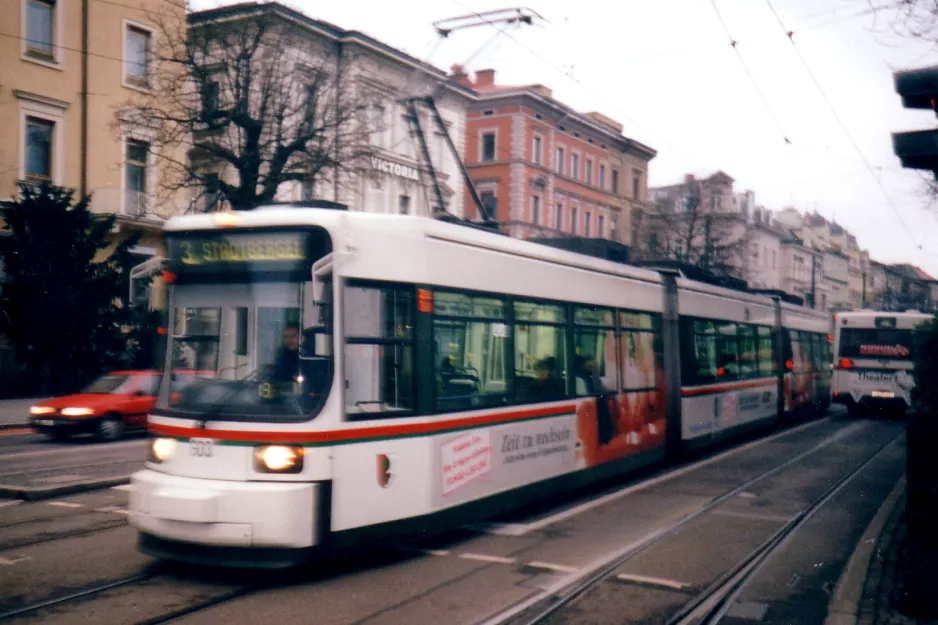 Augsburg Straßenbahnlinie 3 mit Gelenkwagen 603 nahe bei Königsplatz (1998)