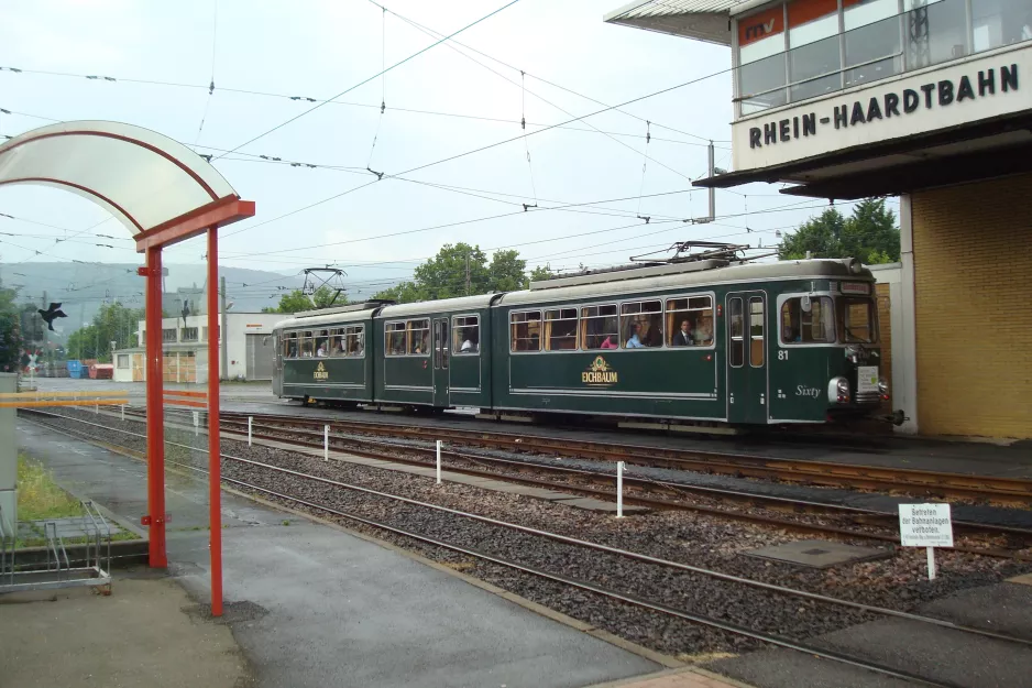 Bad Dürkheim Eventfahrzeuge mit Hochzeitstram 81 "Sixty" vor Rhein-Haardtbahn,  Mannheimer Straße (2014)