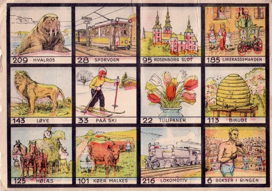 Bild-Lotto: Spielbrett mit Straßenbahn
(1930)