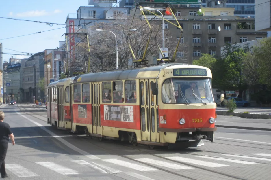 Bratislava Straßenbahnlinie 4 mit Triebwagen 7813nah Centrum (2008)