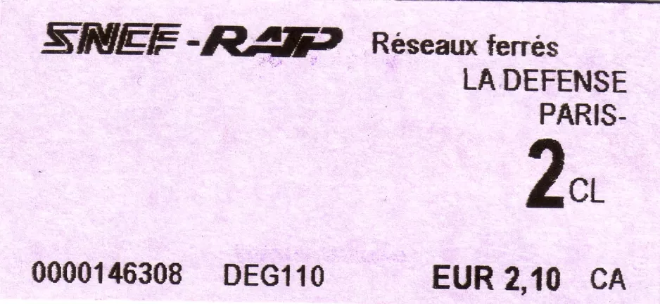 Einzelfahrschein für Régie Autonome des Transports Parisiens (RATP) (2007)