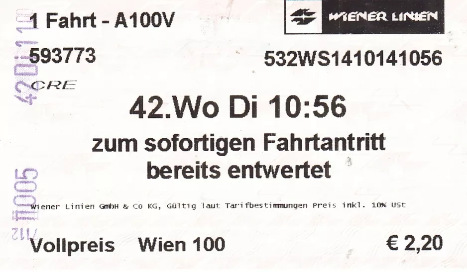 Erwachsenkarte: 7112II005 42Di11.00
(2014)